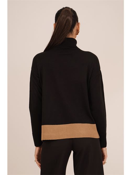 Maglia in misto lana GM by Gai Mattiolo | GM4374NERO/CAMMELLO
